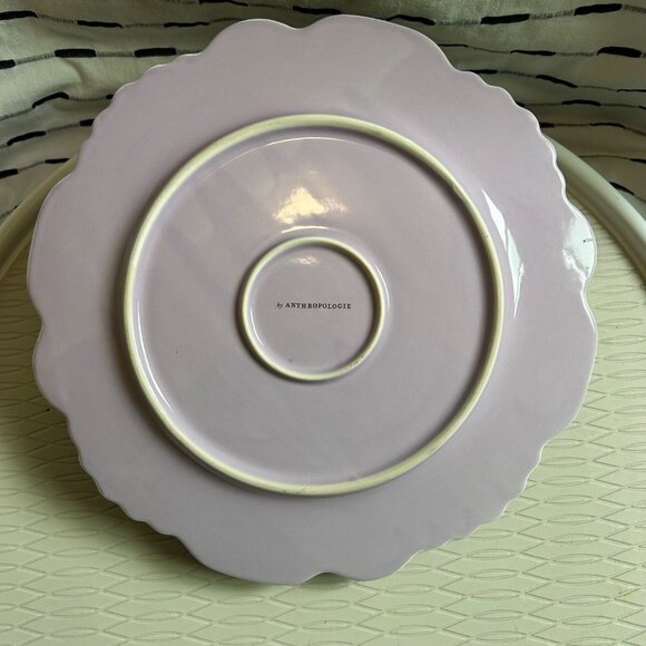 3 Anthropologie Lyla Stoneware Dinner Plates Purple Lavender Floral Edge 10.75" - Picture 6 of 10